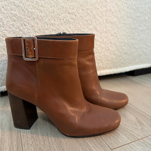 Prada Shoes - Prada Brown Leather Ankle Booties with Buckle